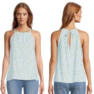 NWT Time & Tru Blue Floral Halter Top Large